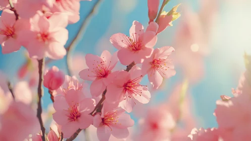 Cherry Blossoms Ignite Sky with Pink Luminescence.