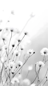 Delicate Thistle Seed Heads in Monochromatic Light: Botanical Study.