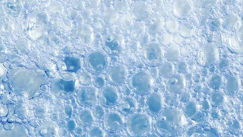 Close-up structural pattern of translucent blue bubbles.