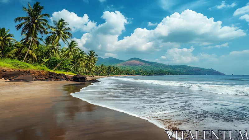 Volcanic Shores Where Palms Dance Against Turquoise Tides