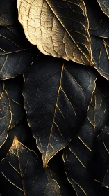 Gilded botanical leaves in high-contrast digital painting.
