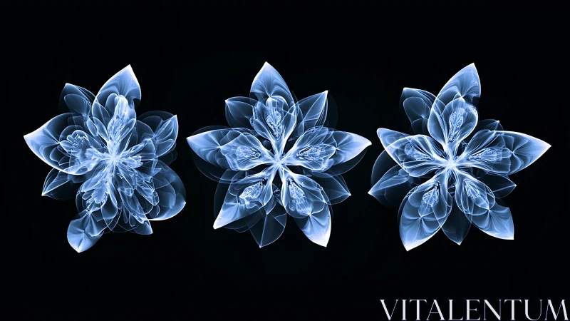Luminous fractal blossoms glow in crystalline symmetry.