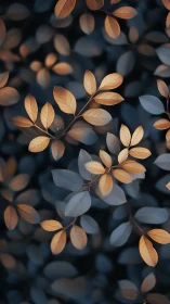 Golden leaves drift gently across a deep blue forest floor