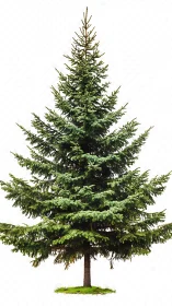 Evergreen spruce standing tall on a soft mossy island.