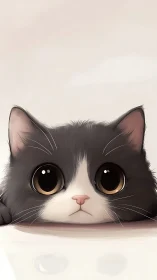 Wide-Eyed Tabby Cat with Surprised Expression.