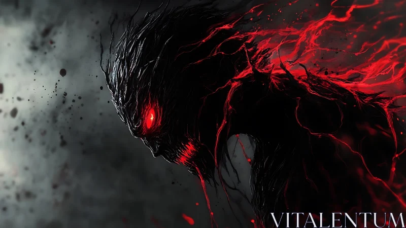 Shadowy ember spirit wrapped in crackling red energy.