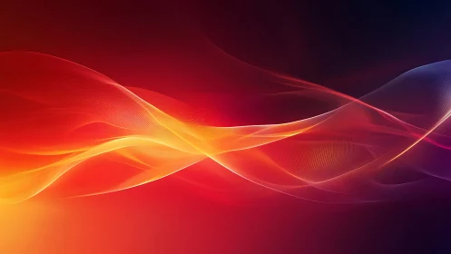 Flowing Wave Ribbons Red Orange Yellow Gradient.