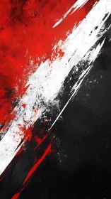 Tri-chromatic diagonal paint-strike abstraction with textured fields.