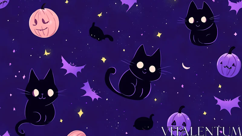 Midnight Mischief: Black Cats Dance Through Spooky Skies.