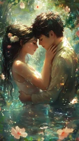 Couple in Magical Garden - Fantasy Digital Artwork
