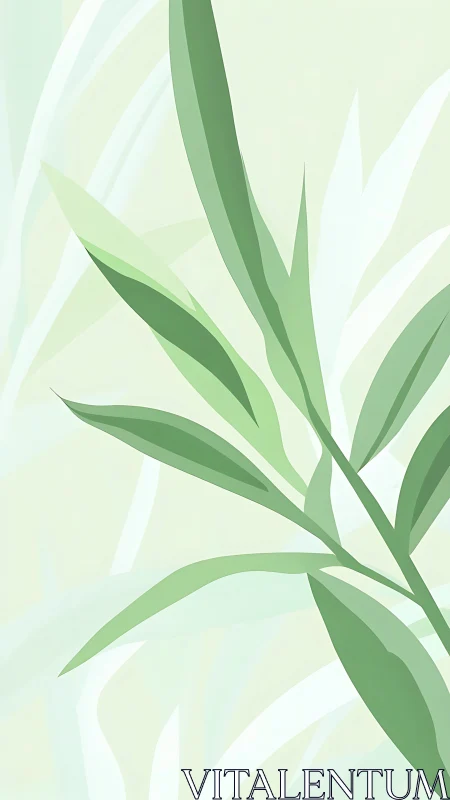 Vertical vector illustration shows stylized green plant stems