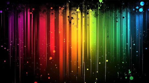 Colorfall cascade of glowing rainbow drips and splashes.