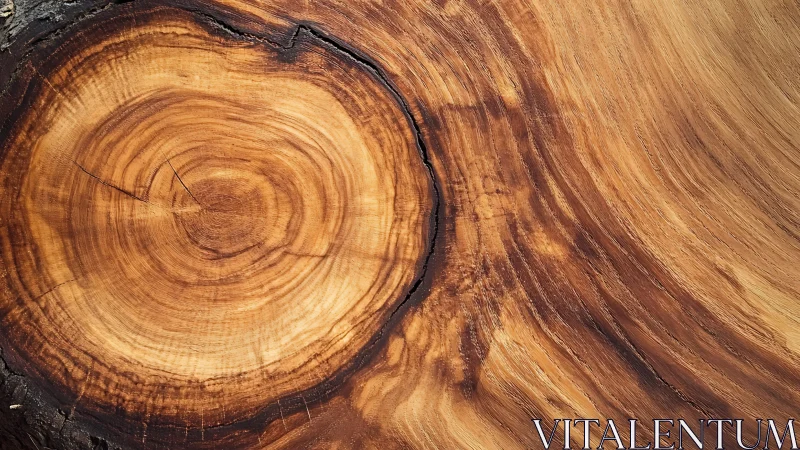 Close-up of Tree Trunk Rings in Natural Rustic Wood Texture.