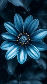 Serene Blue Daisy Blooms with Golden Accents