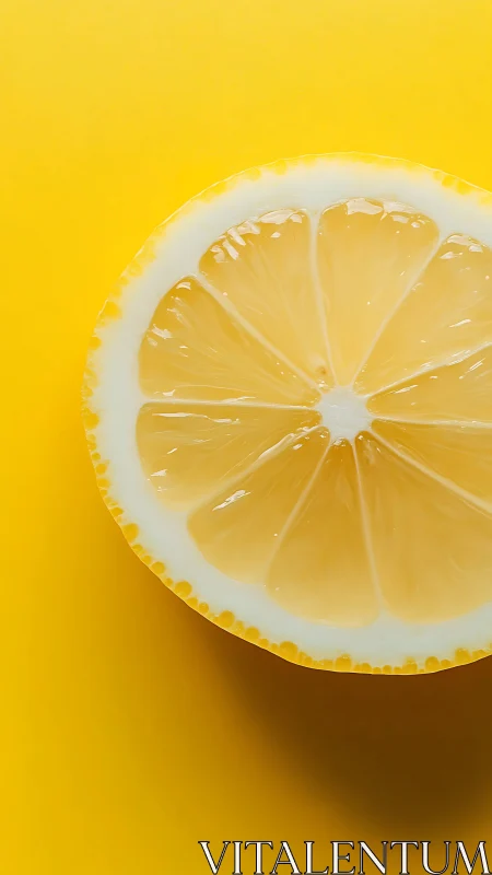 Sunny lemon slice glows warmly against bright yellow