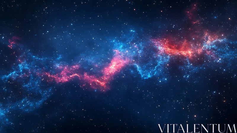 Bipolar emission nebula band with cyan and magenta ionized gas