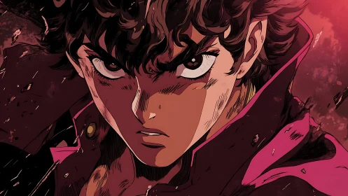 Dynamic anime close-up uses cel shading and dramatic rim lighting