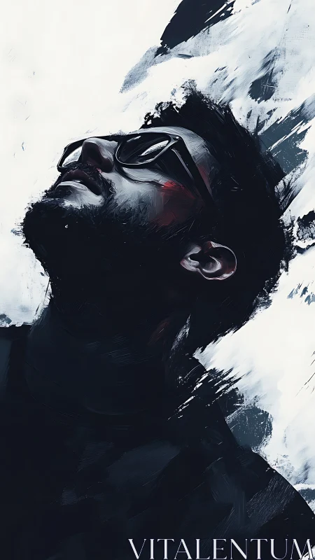 Side profile digital portrait of man in dark tones.