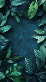 Symmetric teal foliage frame with textured depth rendering.