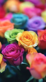 Rainbow Roses in Full Bloom: Nature's Colorful Gift.
