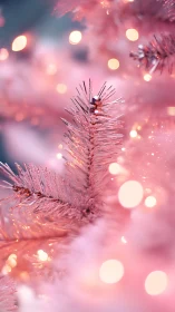 Cotton-candy pine needles glitter as holiday lights whisper