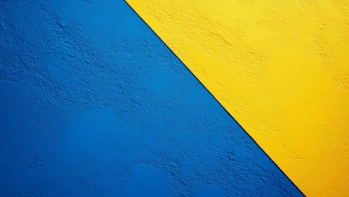 Bold blue and yellow diagonal wall invites a playful mood
