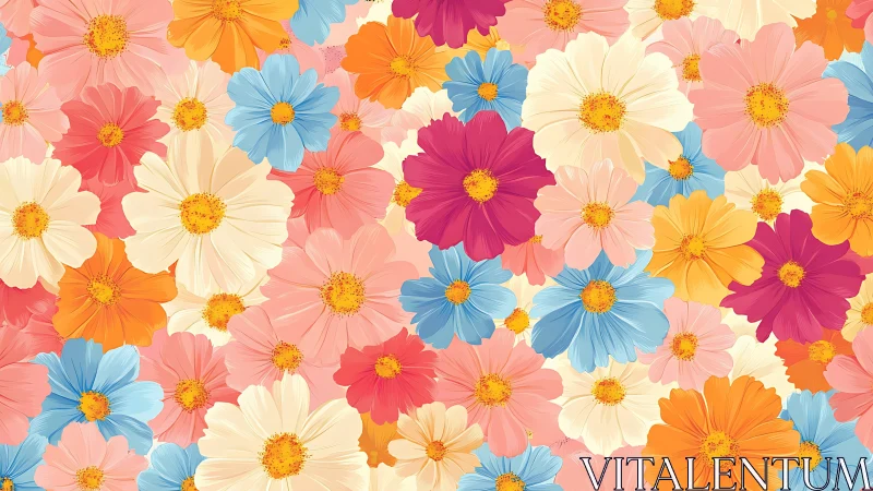 Vibrant Cosmos Blooms Dancing in Cheerful Colors.