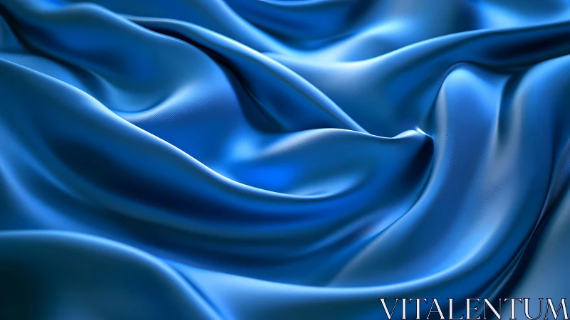 Sculpted blue satin folds render fluid light and shadow gradients