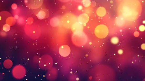 Vibrant bokeh light abstract background with warm glowing colors.