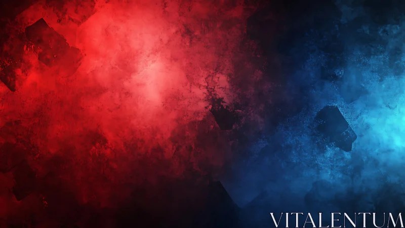 Digital painting of red and blue opposing atmospheric fields.