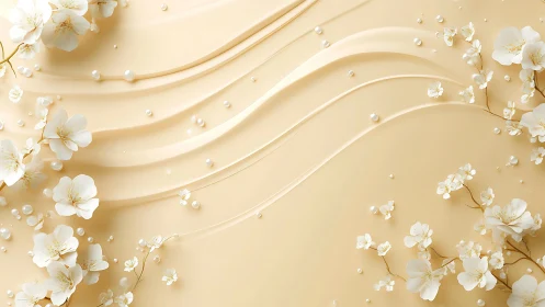 Serene Elegance: Cream Florals and Pearls.