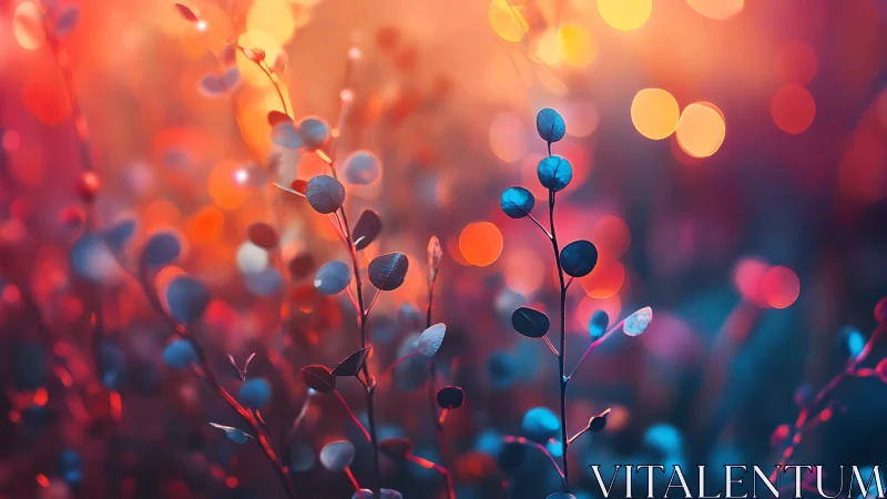 Blue Seed Pods with Warm Bokeh Background.