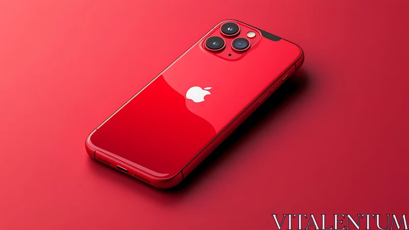 Red iPhone 12 Pro Max with Triple Camera Array on Monochromatic Background