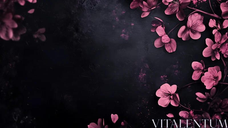 Pink Cherry Blossoms Dance on Darkness.