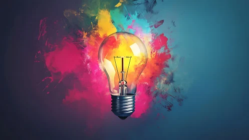 Chromatic lightbulb with abstract pigment dispersion field.