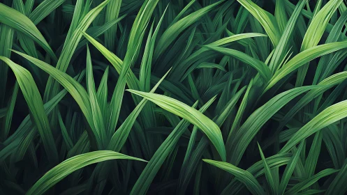 Dense green grass blades form layered abstract pattern.