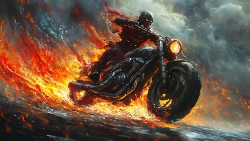Hellfire rider carves burning trails through storm clouds