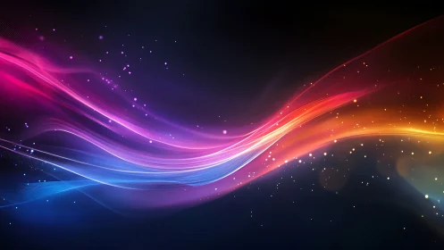 Vibrant light waves curve across deep cosmic gradient space