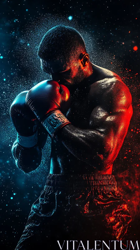 Neon Knockout: Digital Gladiator Sculpted in Light Fury.