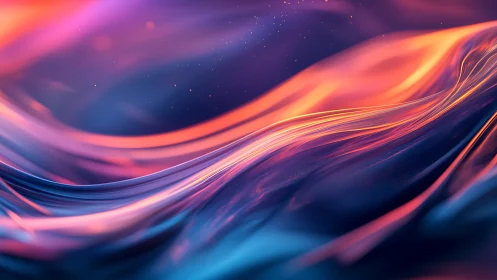 Chromatic lightwaves curve across iridescent digital surface