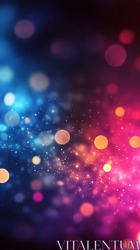 Chromatic bokeh field blends neon gradients with luminous particles