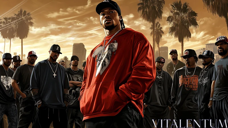 Sunlit street legends gather under a bronze West Coast sky