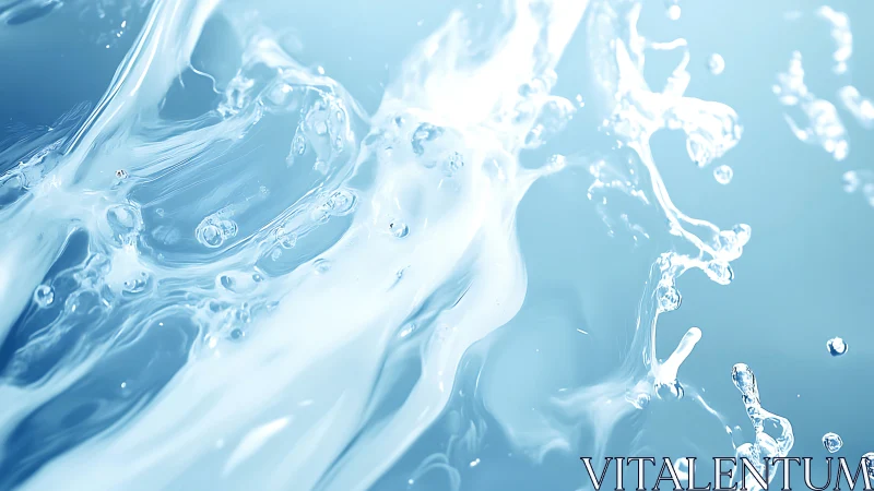 High-speed liquid splash motion with suspended droplets.