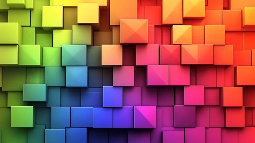 Chromatic 3D cube array forms a gradient architectural field