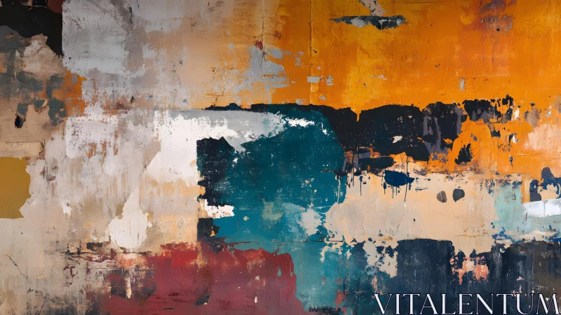 Bold Abstract Painting with Orange, Teal, and Earthy Tones.