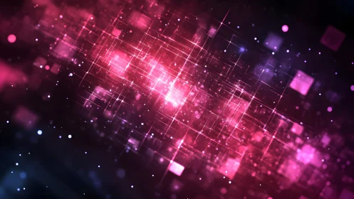 Futuristic Digital Grid in Vibrant Pink and Purple Abstract Style.
