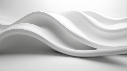 Minimal white 3D waves forming layered abstract surface.