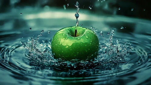 Hydrodynamic impact of green apple in radial water splash.