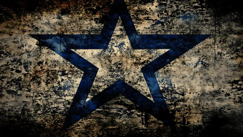 Grunge blue star emblem over distressed textured wall
