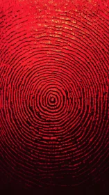 Concentric crimson fingerprint pattern under harsh lighting.